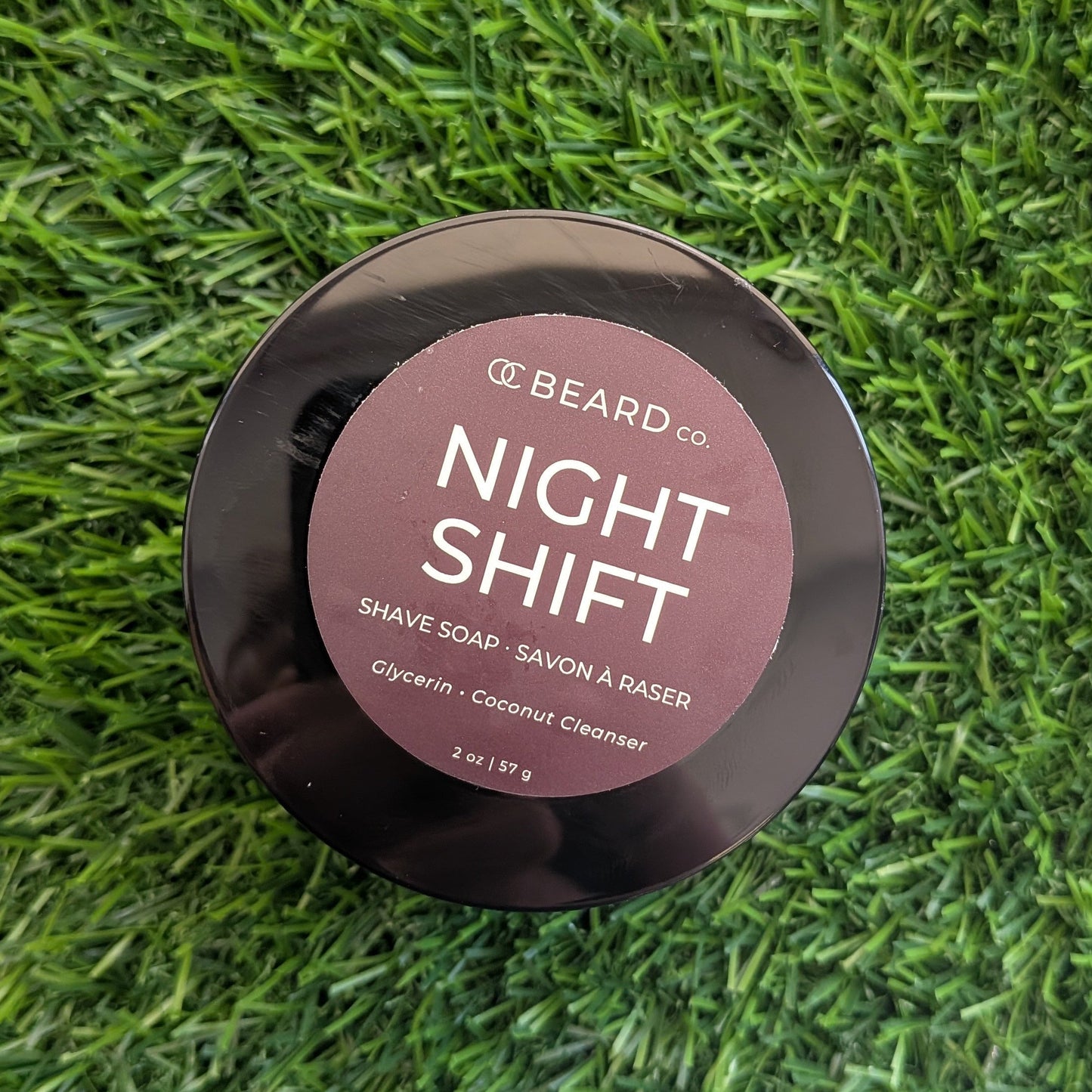 Product labeled 'Night Shift' on a grassy surface